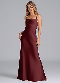 Azazie Seema Bridesmaid Dresses Cabernet Mermaid Corset Stretch Satin Dress image3