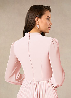 Azazie Adellah Mother of the Bride Dresses Blushing Pink A-Line Pleated Chiffon Dress image4
