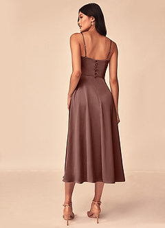 Azazie Dottie Brudtärnklänningar Klänning av A-Line i Stretch Satin Espresso image2