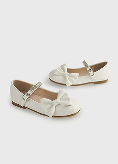 front Bow and Gliter Girls Flat Shoes