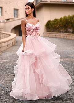 Dreama Rose Pâle Robe de bal corset en dentelle à volants image3