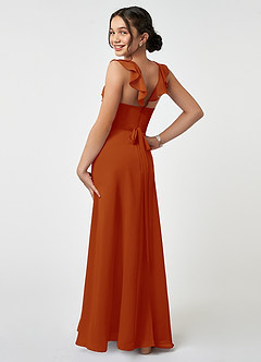 Azazie Emily Junior Paprika A-Line Ruched Chiffon Dress image4
