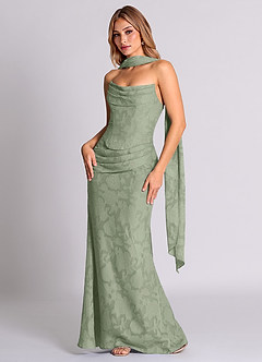 Azazie Sorrel Bridesmaid Dresses Agave Mermaid Corset Floral Burnout Convertible Dress image3