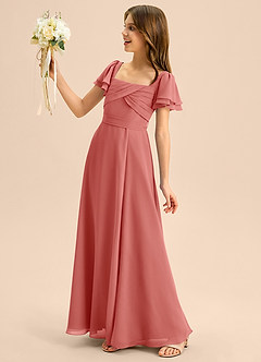 Azazie Azey Junior Antique Rose A-Line Ruched Chiffon Dress image7