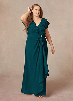 Azazie Snapdragon Abiti per la Madre della Sposa Abito A-Line in Chiffon Increspato con Scollo a V Pino image6