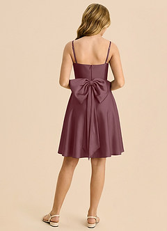 Azazie Bear Junior Robe Trapèze en Satin extensible Encolure en Forme de Cœur Sangria image2