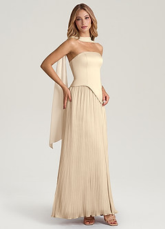 Azazie Tierney Bridesmaid Dresses Champagne A-Line Strapless Chiffon Convertible Dress image7