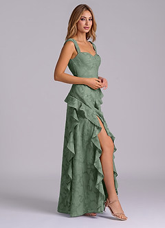 Azazie Sloane Bridesmaid Dresses Matcha A-Line Sweetheart Neckline Floral Burnout Dress image5