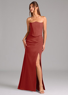 Azazie Jenine Bridesmaid Dresses Terracotta Mermaid Strapless Chiffon Dress image5