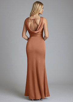 Azazie Tallie Vestidos de damas de honor Vestido de Bronceador de Satén Elástico de Corte Sirena con Plisado image6