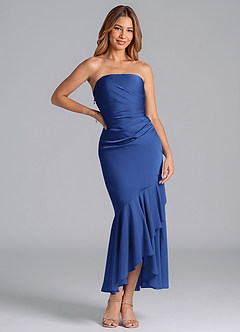 Azazie Danie Jurken voor bruidsmeisjes Jurk van Chiffon met Kolom Strapless Koningsblauw image3