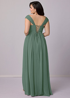 Barbie ♥ Azazie Bridesmaid Dresses Eucalyptus A-Line Corset Chiffon Dress image10
