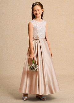 Azazie Candy Girl Flower Girl Dresses English Rose Ball-Gown Bow Matte Satin Dress image7