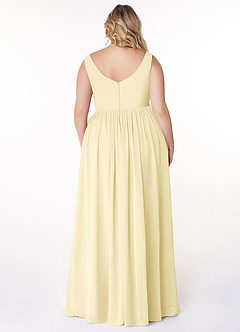 Azazie Keyla Bridesmaid Dresses Lemon Sorbet A-Line V-Neck Pleated Chiffon Dress image7