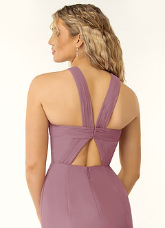Azazie Rue Bridesmaid Dresses Vintage Mauve A-Line Halter Chiffon Dress image2