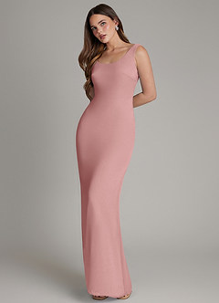Azazie Hadley Bridesmaid Dresses Dusty Rose Mermaid Pleated Chiffon Dress image3