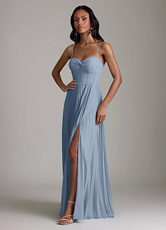 Azazie Akiko 신부 들러리 드레스 A라인 스윗하트 네크라인 쉬폰 바닥 길이 드레스 image4