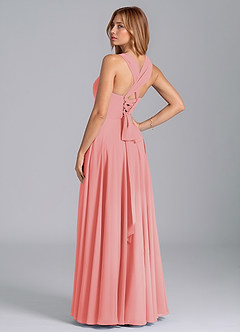Azazie Darana Bridesmaid Dresses Coral A-Line Corset Chiffon Dress image6