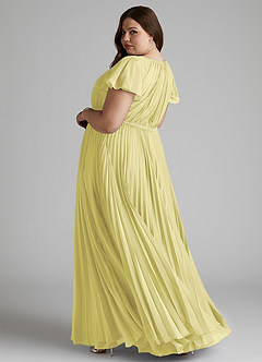 Azazie Kara Bescheiden Bruidsmeisjekleding A-Lijn Geplooid Chiffon Vloerlengte Jurk image11