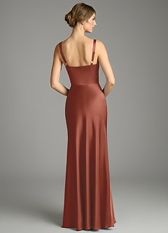 Azazie Alouette Bridesmaid Dresses Auburn Mermaid Pleated Stretch Satin Dress image2