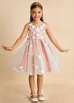 Azazie Junebug Flower Girl Dresses Ivory Sunset Ball-Gown Lace Tulle Dress image3