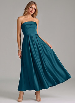 Azazie Lucienne Suknie dla druhen Linia A Pofałdowany Satyna elastyczna Długość kostki Sukienka image7