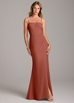 Azazie Chantel Bridesmaid Dresses Auburn Sheath Strapless Chiffon Convertible Dress image4