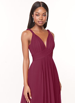 Azazie Maren Bridesmaid Dresses Mulberry A-Line Pleated Chiffon Dress image6