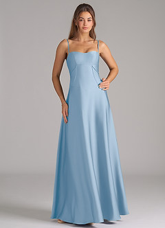 Azazie Valentine Suknie dla druhen Linia A Gorset Satyna elastyczna Do ziemi Sukienka image3