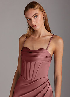 Azazie Brookelle Bridesmaid Dresses Amethyst Sheath Sweetheart Corset Stretch Satin Dress image7