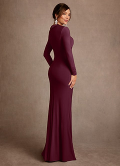 Azazie Syracuse Abiti per la Madre della Sposa Abito Tubino in Maglia Lussuosa Plissettato Cabernet image2