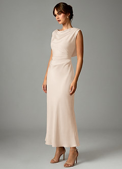 Azazie Kieryn Suknie dla druhen Syrena Pofałdowany Satyna elastyczna Długość kostki Sukienka image3