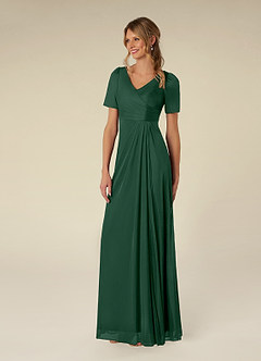 Azazie Bessie Kleider für die Brautmutter A-Linie Plissee Gittergewebe Kleid Dunkelgrün image4