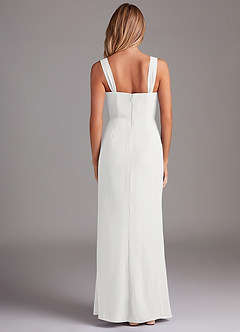 Azazie Denice Bridesmaid Dresses White Sheath Pleated Chiffon Dress image2