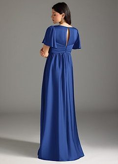 Azazie Verna Maternity Bridesmaid Dresses A-Line Ruched Stretch Satin Floor-Length Dress image2
