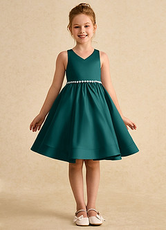 Azazie Julietta Flower Girl Dresses Peacock Ball-Gown Convertible Tulle Dress image9