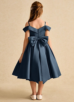 Azazie Favia Flower Girl Dresses Neptune A-Line Off the Shoulder Matte Satin Dress image1
