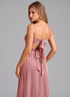 Azazie Zeya Robes de demoiselle d'honneur Robe Trapèze en velours Plissée Rose Poussiéreuse image2