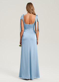 Azazie Frostine Bridesmaid Dresses Powder Blue A-Line Bow Stretch Satin Dress image7