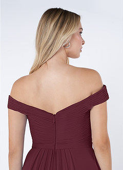 Azazie Audrianna Bridesmaid Dresses Cabernet A-Line Off-The-Shoulder Gathered Chiffon Convertible Dress image6