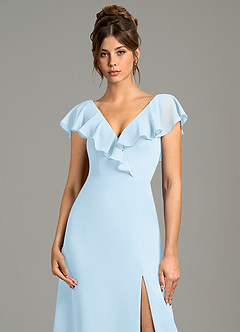 Azazie Kimmy Bridesmaid Dresses Sky Blue A-Line Ruched Chiffon Dress image6