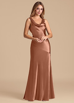 Azazie Rylina Brautjungfernkleider Meerjungfrau-Linie Metallischer Satin Kleid Bronzer image4