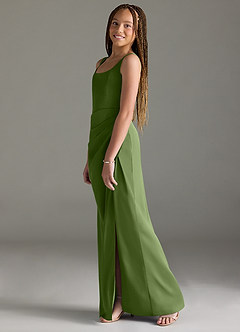 Azazie Mero Junior Juniper Mermaid Pleated Stretch Satin Dress image4