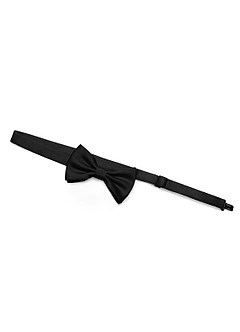 front Boy's Matte Satin Pre-Tied Bow Tie