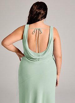 Azazie Rylina Bridesmaid Dresses Agave Mermaid Pleated Chiffon Dress image12