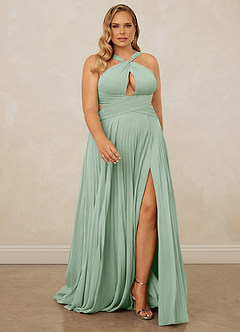 Christian Siriano Bridal for Azazie 1009 Bridesmaid Dresses Agave A-Line Pleated Chiffon Dress image9