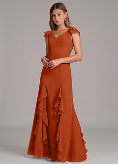 Azazie Nessa Bridesmaid Dresses Burnt Orange A-Line Chiffon Dress image6