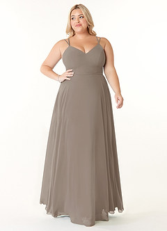 Azazie Janine Abiti da Damigella Abito A-Line in Chiffon con Scollo a V Taupe image6