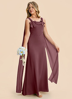 Azazie Chelsea Junior Sangria Sheath Pleated Stretch Satin Dress image5