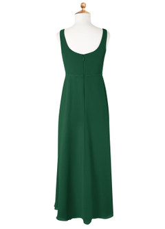 Azazie Renee Junior Dark Green A-Line Side Slit Chiffon Dress image6